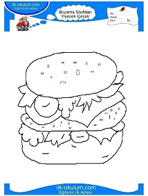 Çocuklar İçin Sandwich Boyama Sayfaları 